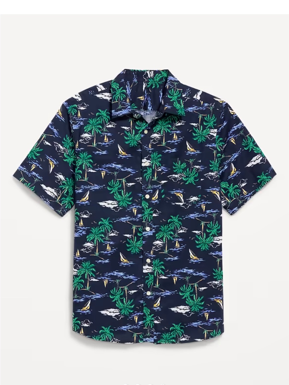 Old Navy Classic Fit Navy Tropical Print Shirt